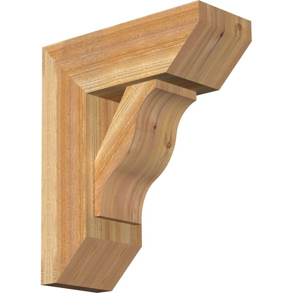Ekena Millwork Funston Slat Rough Sawn Bracket w/ Offset Brace, Western Red Cedar, 8"W x 20"D x 24"H BKT0806X20X24FST06RWR - main